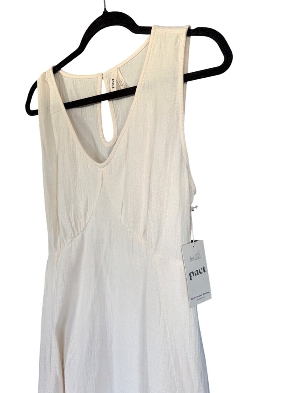 New Pact Organic Cotton Double Gauze Beach To Brunch Dress Medium Ivory MSRP$138 - Picture 15 of 17